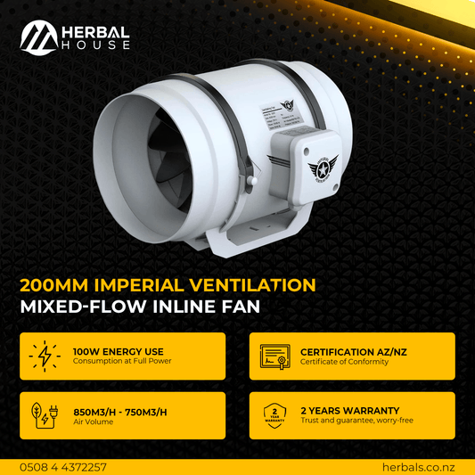 200mm Imperial Ventilation Mixed-Flow Inline Fan specs
