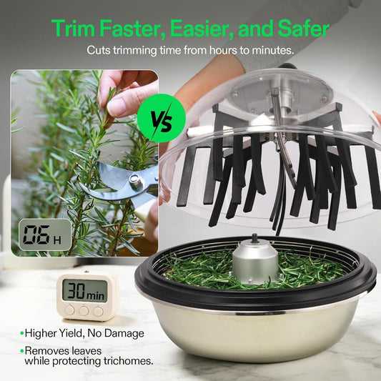 VIVOSUN 16" Bud Leaf Bowl Trimmer | Manual Wet & Dry Harvest Trimmer