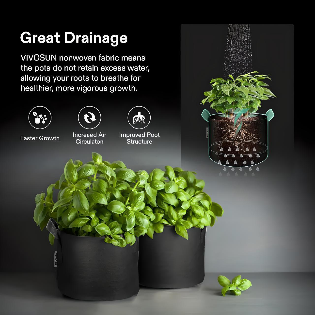 VIVOSUN Grow Bags 5-Pack 1Gal - 30Gal