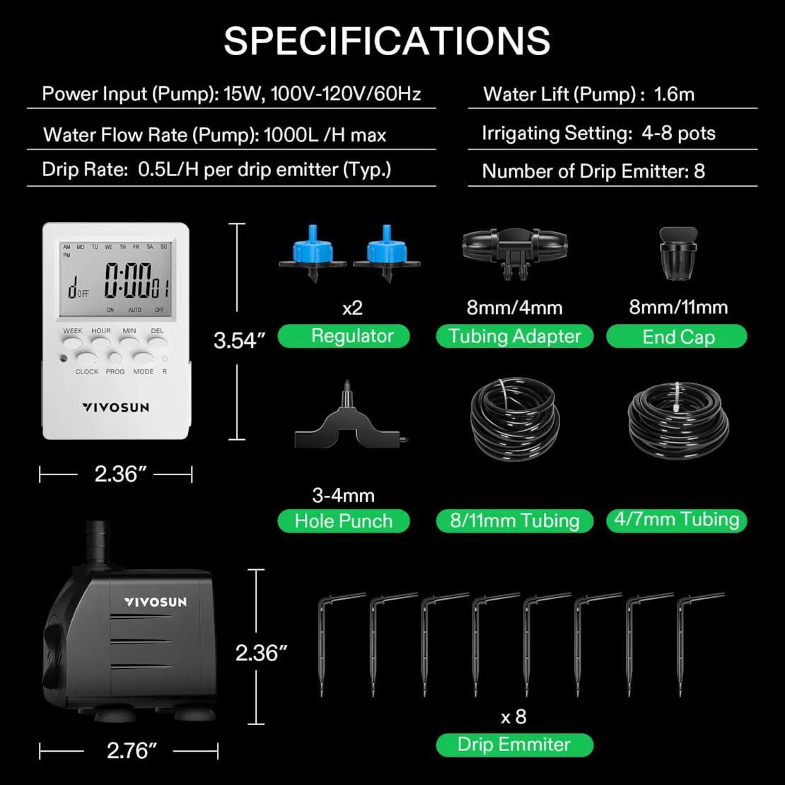 VIVOSUN FlexFeed Automatic Drip Irrigation Kits, All in One Professional Grow Kit