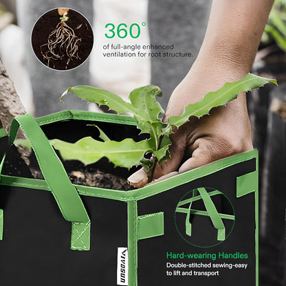 VIVOSUN 5 Pack Square Grow Bags 3Gal - 10Gal