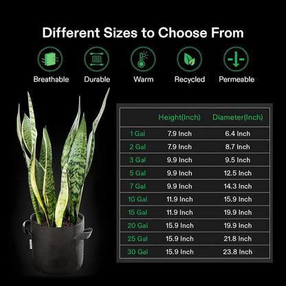 VIVOSUN Grow Bags 5-Pack 1Gal - 30Gal