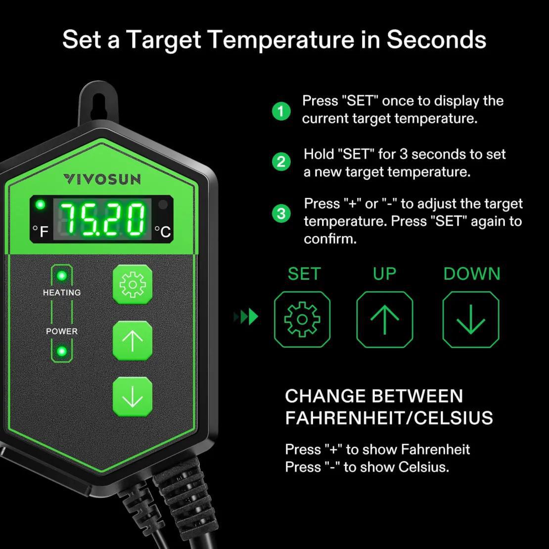 VIVOSUN Seedling Heat Mat Thermostat