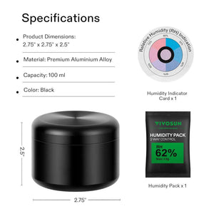 VIVOSUN Storage Jar with Humidity Pack and Humidity Indicator Card, 100ML