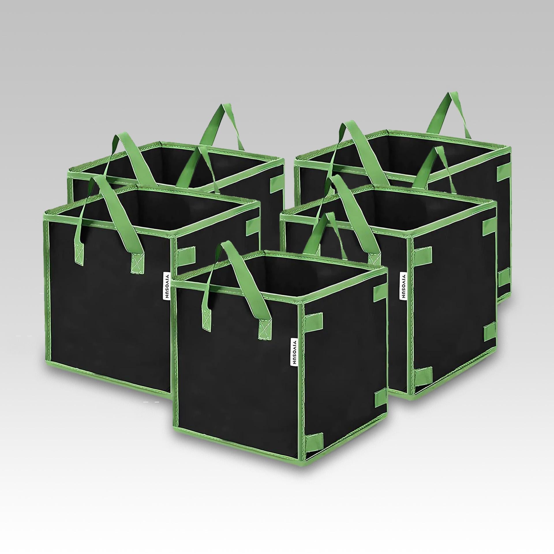 VIVOSUN 5 Pack Square Grow Bags 3Gal - 10Gal