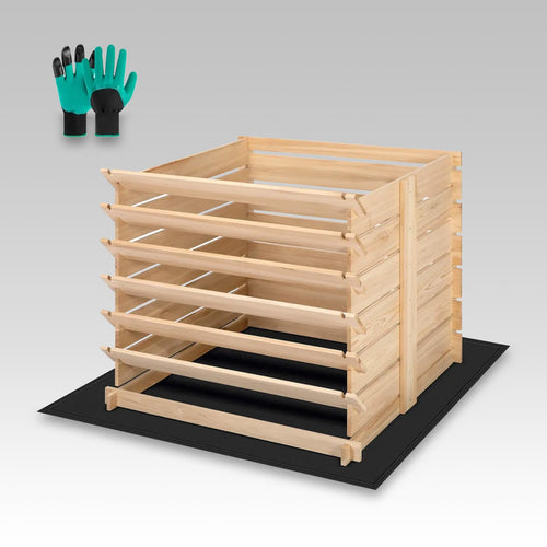 VIVOSUN 170 Gallon Wooden Compost Bin 90 X 90 x 80cm