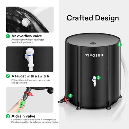 VIVOSUN Collapsible Rain Barrel, 200L Water Storage Tank