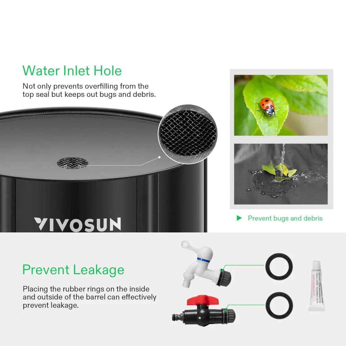 VIVOSUN Collapsible Rain Barrel, 500L Water Storage Tank