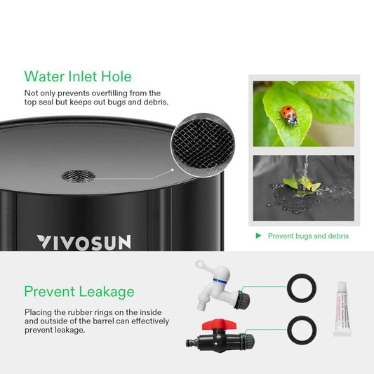 VIVOSUN Collapsible Rain Barrel, 500L Water Storage Tank