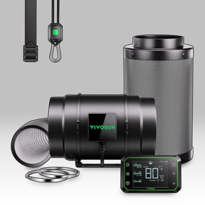 AeroZesh G8 Inline Fan with E42A Controller, Carbon Filter & Ducting Combo