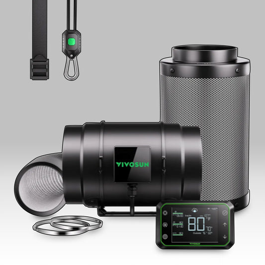 AeroZesh G8 Inline Fan with E42A Controller, Carbon Filter & Ducting Combo