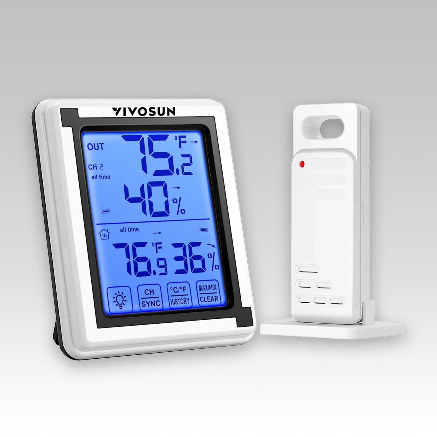 VIVOSUN Digital Hygrometer Indoor Outdoor Thermometer