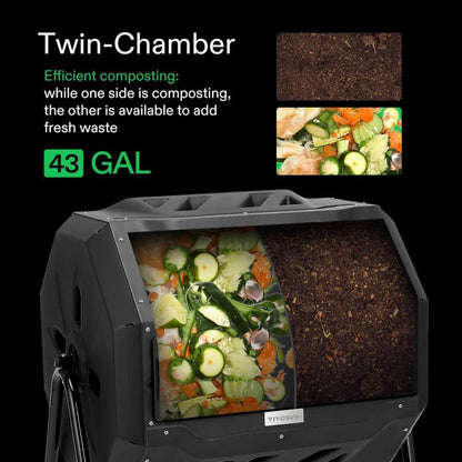 Vivosun Tumbling Composter Compost Bin 162L