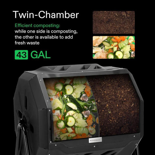 Vivosun Tumbling Composter Compost Bin 162L