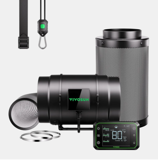 AeroZesh G8 Inline Fan with E42A Controller, Carbon Filter & Ducting Combo