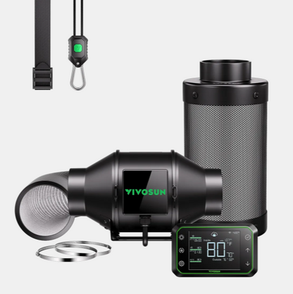 AeroZesh G4 Inline Fan with E42A Controller, Carbon Filter & Ducting Combo