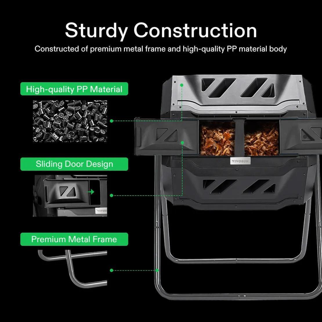 Vivosun Tumbling Composter Compost Bin 162L