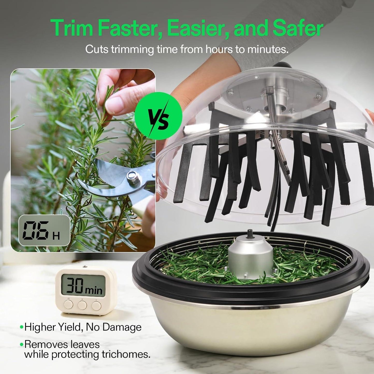 VIVOSUN 16" Bud Leaf Bowl Trimmer | Manual Wet & Dry Harvest Trimmer