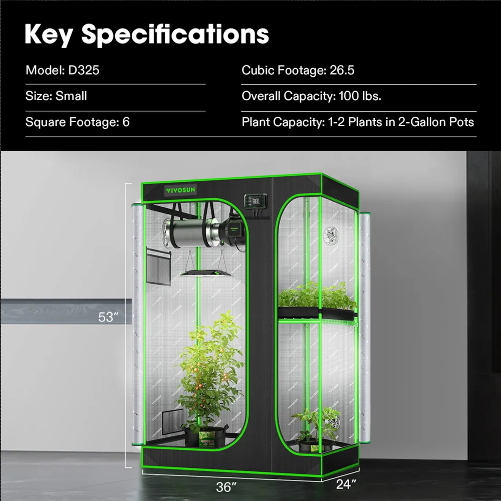 VIVOSUN Grow Tent 90cm x 60cm x 135cm