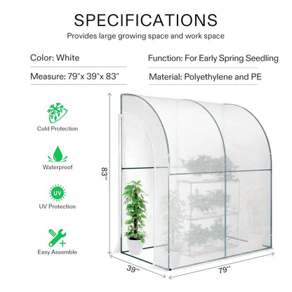 VIVOSUN Mini Lean-to Greenhouse,100cm X 200cm X 210cm